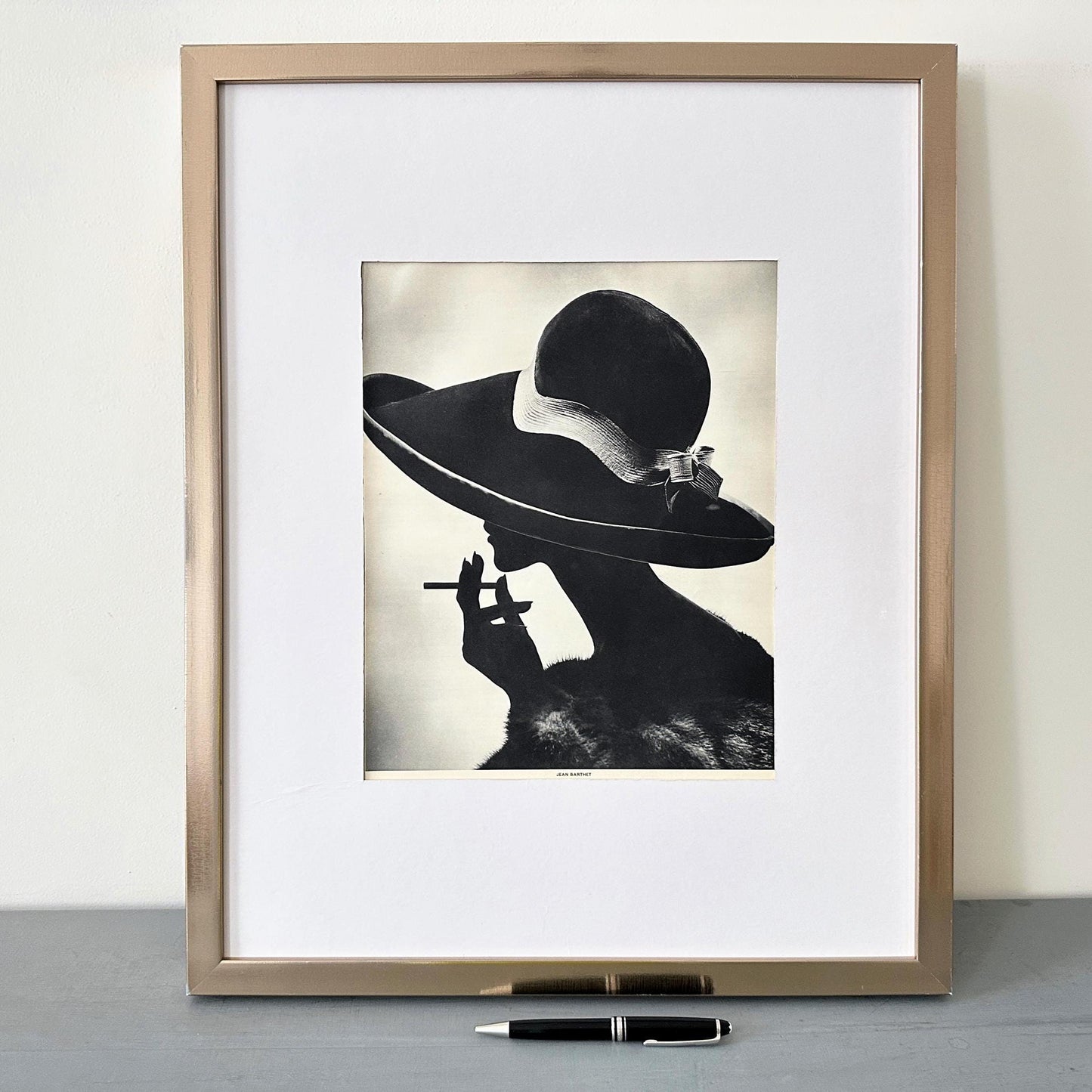 Vintage Vogue Paris Print: Retro Woman in Hat, French Fashion Ad