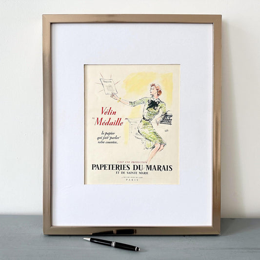 Vintage Paper Shop Ad Print: Pierre Pages French Magazine Art
