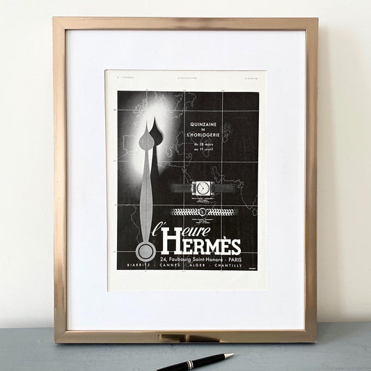 Original 1930s Vintage Hermes Watch Advertisement Print: Authentic French Style Art Deco Wall Art