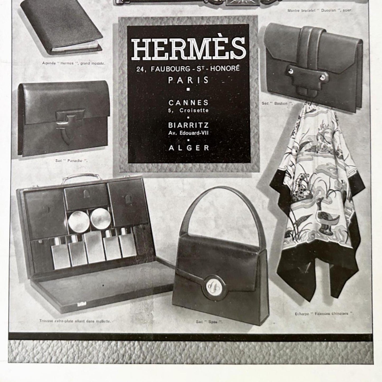 Authentic 1930s Vintage Hermes Bag Ad Wall Art Print: Luxury Fashion Illustration Poster