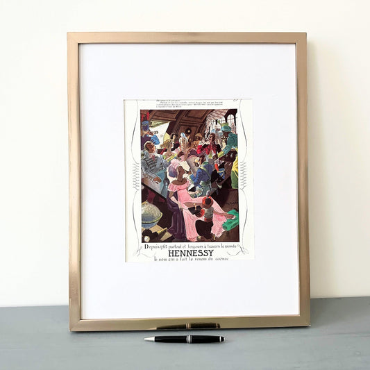 Original Vintage Hennessy Cognac Advertisement Print, Rare Authentic Retro Alcohol Poster from French Magazine, Cocktail Lover Gift