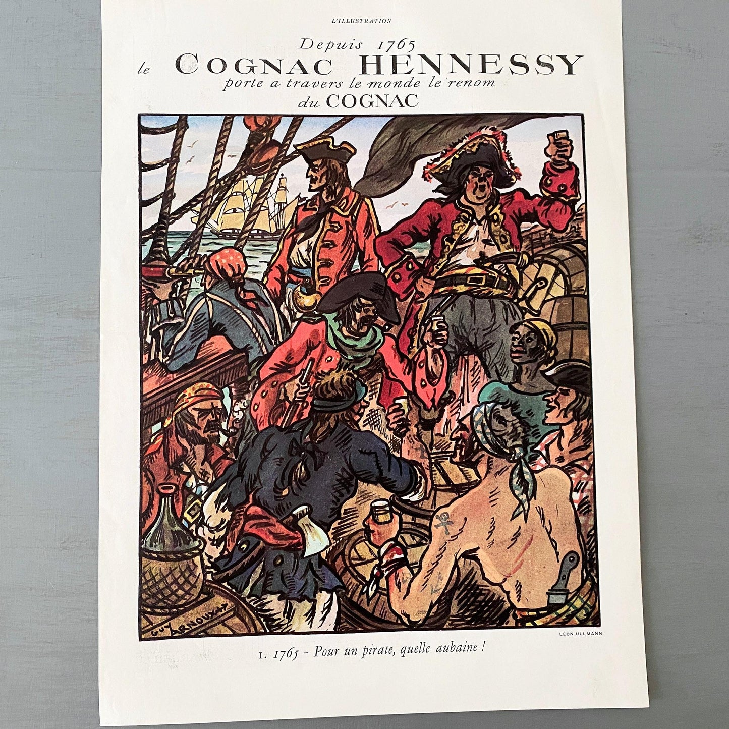 Vintage Hennessy Cognac Advertisement: French Pirate Poster, Guy Arnoux Print
