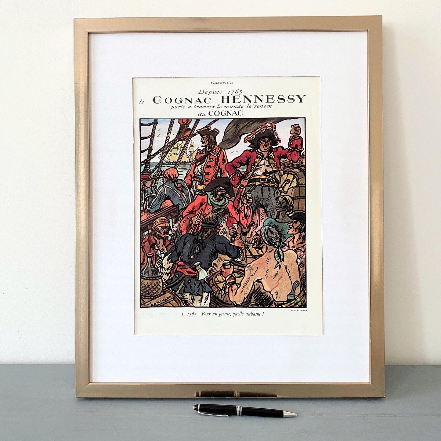 Vintage Hennessy Cognac Advertisement: French Pirate Poster, Guy Arnoux Print
