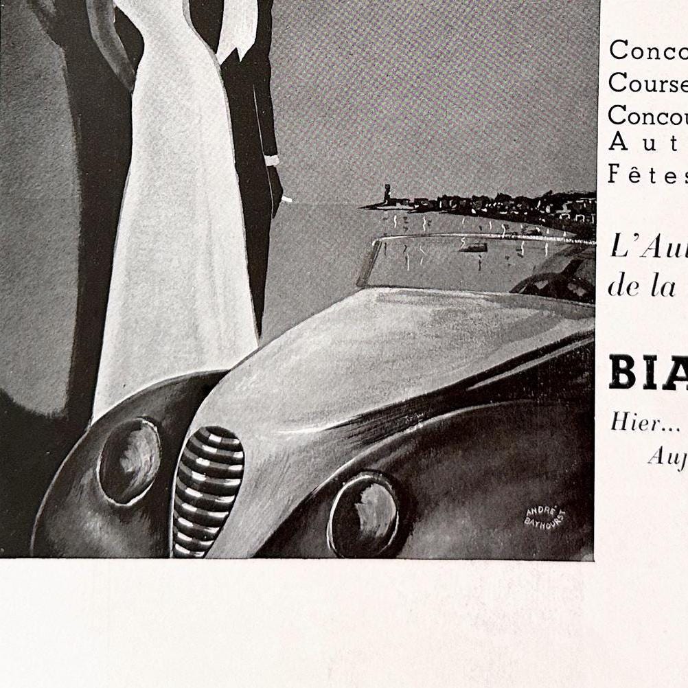 1940s Vintage Biarritz Travel Poster: Art Deco French Tourism Print