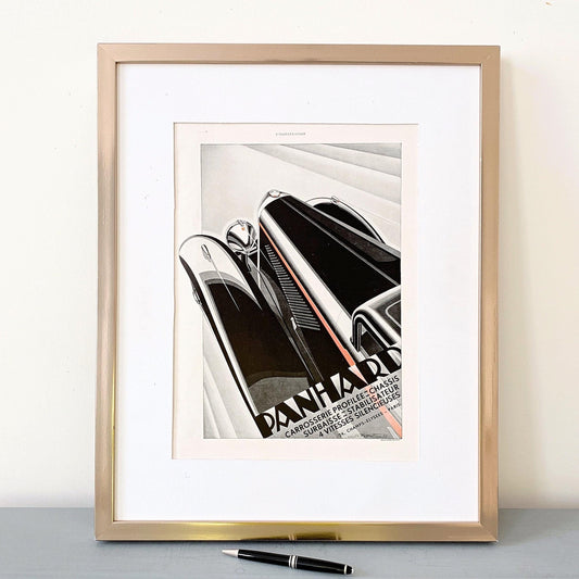 1920s Panhard Car Ad Poster: Vintage Art Deco Supercar Drawing