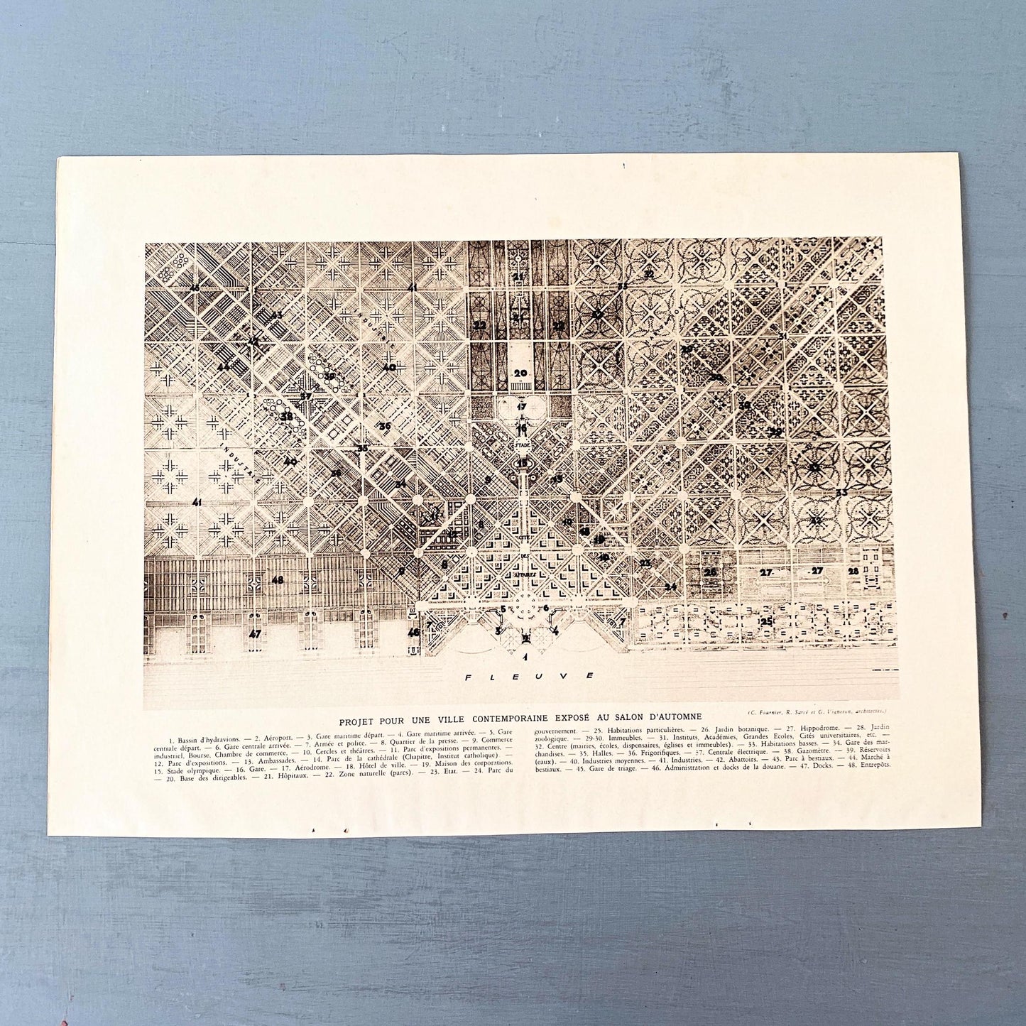 Original Vintage Architect Urban Plan Print City Map Poster - 1930s Magazine Page- Rare Authentic Print Gift for Architect Ready to Frame
