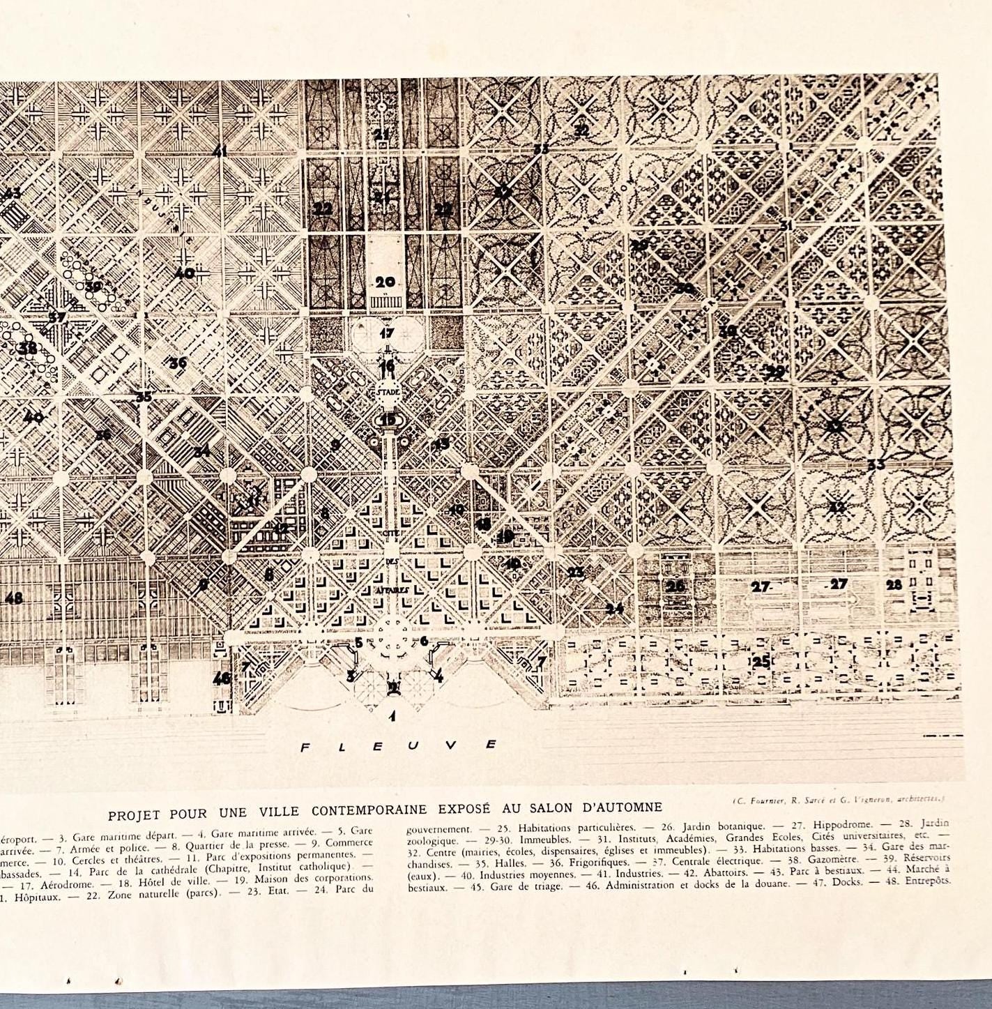 Original Vintage Architect Urban Plan Print City Map Poster - 1930s Magazine Page- Rare Authentic Print Gift for Architect Ready to Frame