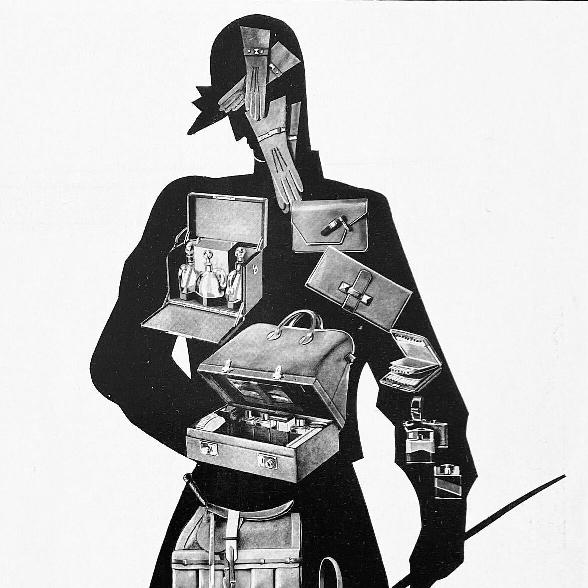 Rare Hermes Bag Advertisement Wall Art Poster, Highly Collectible Mid Century Modern Polo Man Print Gift for Hermes Lover Great to Frame