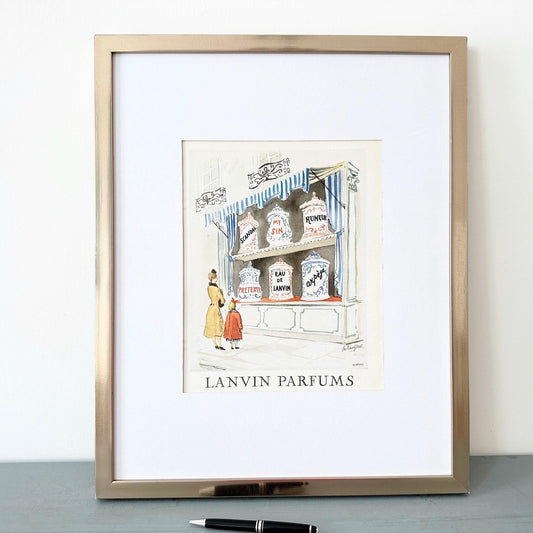 Authentic 1950s Vintage Lanvin Perfume Ad Print: Original Retro Parisian Glam Wall Decor Poster