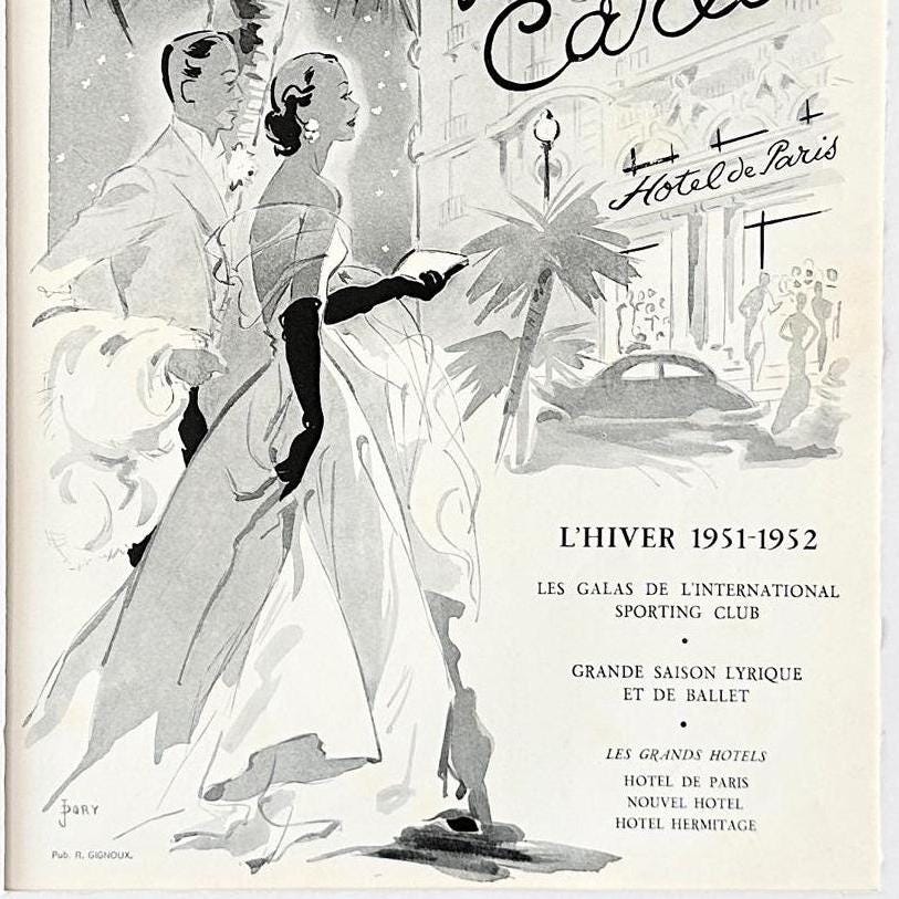 Original 1950s Vintage Monaco Travel Poster: Monte Carlo Tourism Ad Print