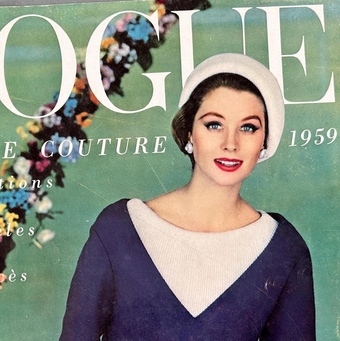 Authentic Vintage 1959 Vogue Suzy Parker Cover: Rare Original French Fashion Magazine