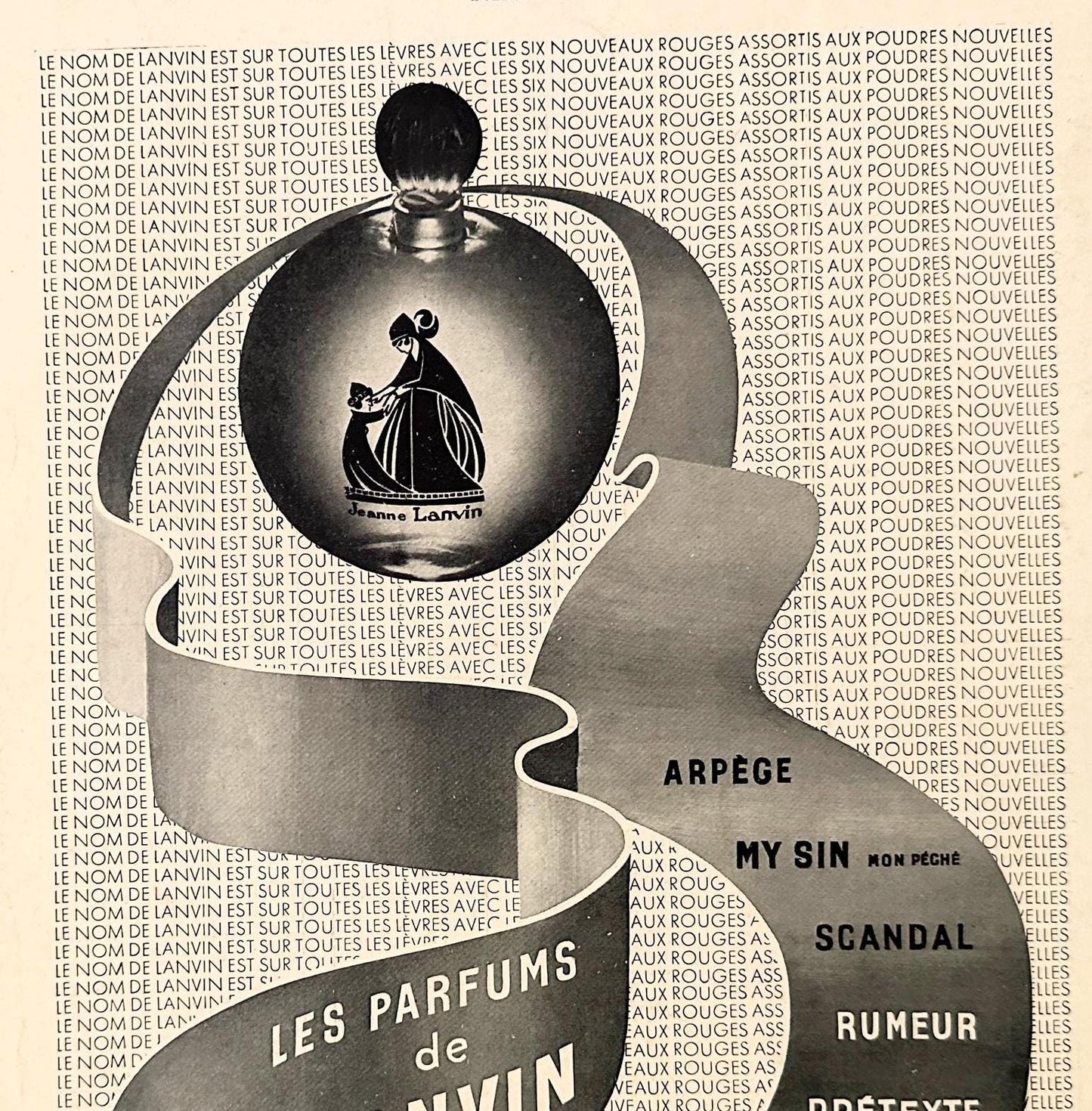 Vintage Lanvin Perfume Print: Rare French Magazine Ad, Parisian Wall Art