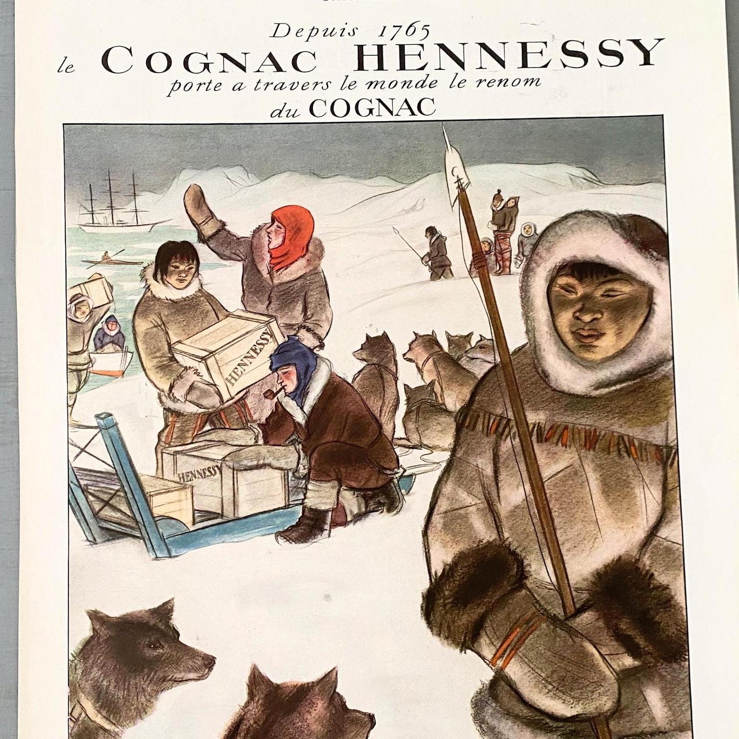 Vintage Hennessy Cognac Advertisement: 1930s French Alcohol Wall Art