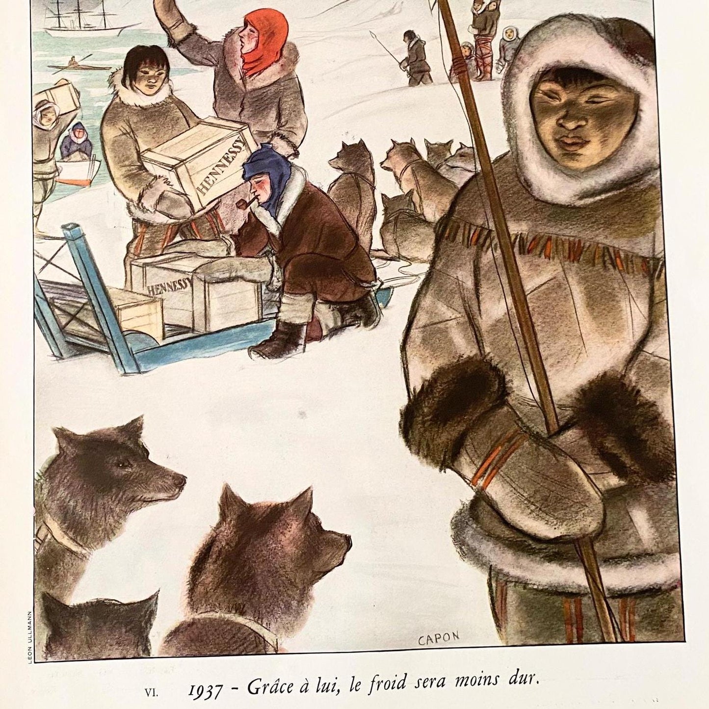 Vintage Hennessy Cognac Advertisement: 1930s French Alcohol Wall Art