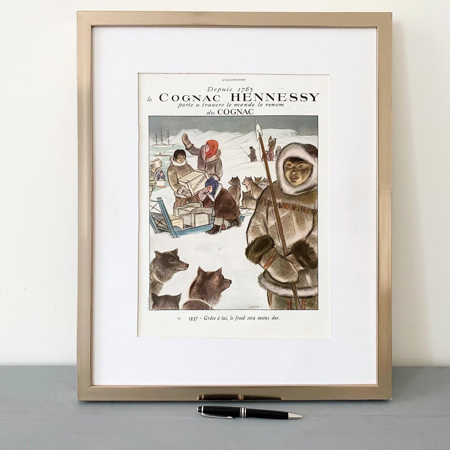 Vintage Hennessy Cognac Advertisement: 1930s French Alcohol Wall Art