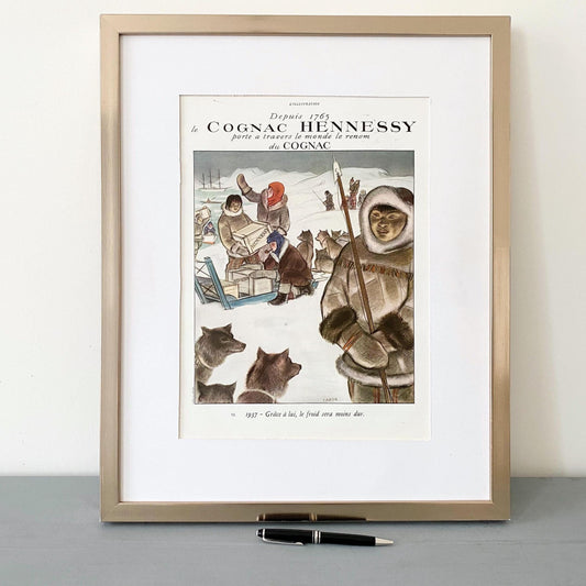 Vintage Hennessy Cognac Advertisement: 1930s French Alcohol Wall Art