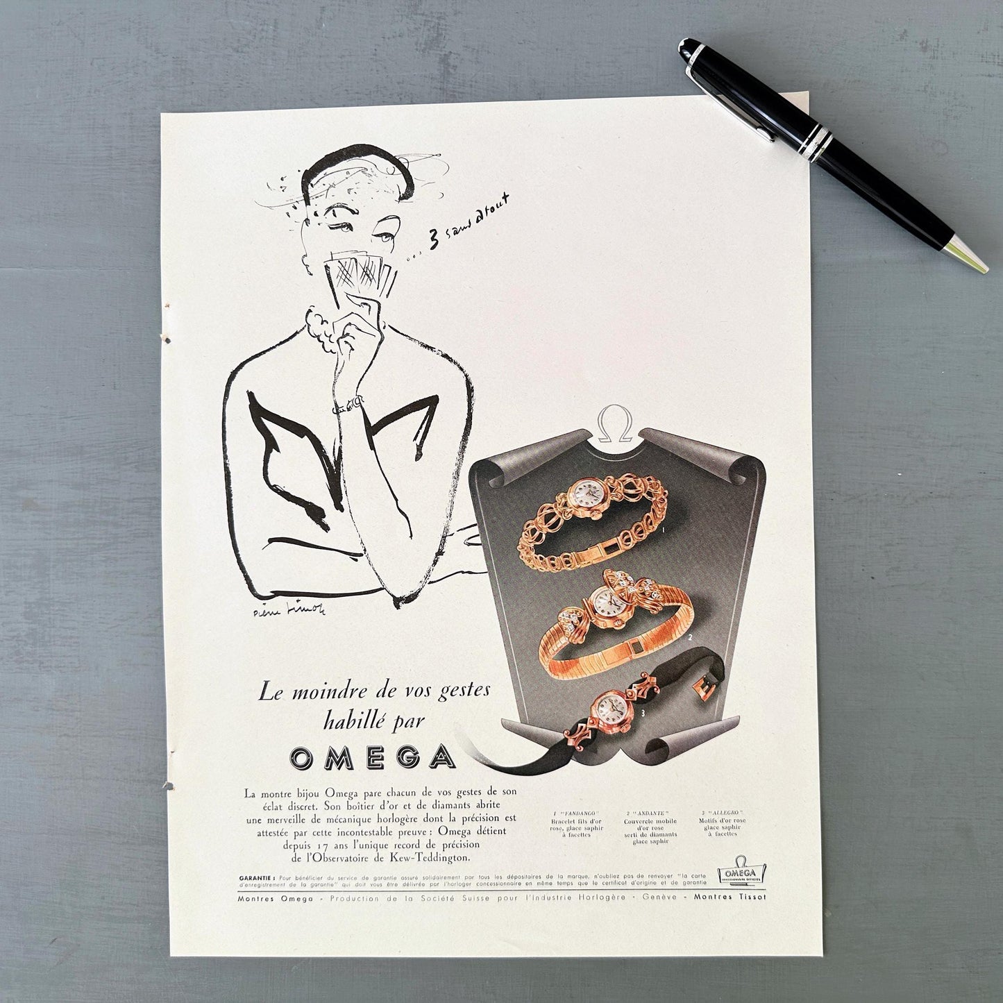 Vintage Omega Watch Ad Print: 1950s Swiss Luxury Brand Poster