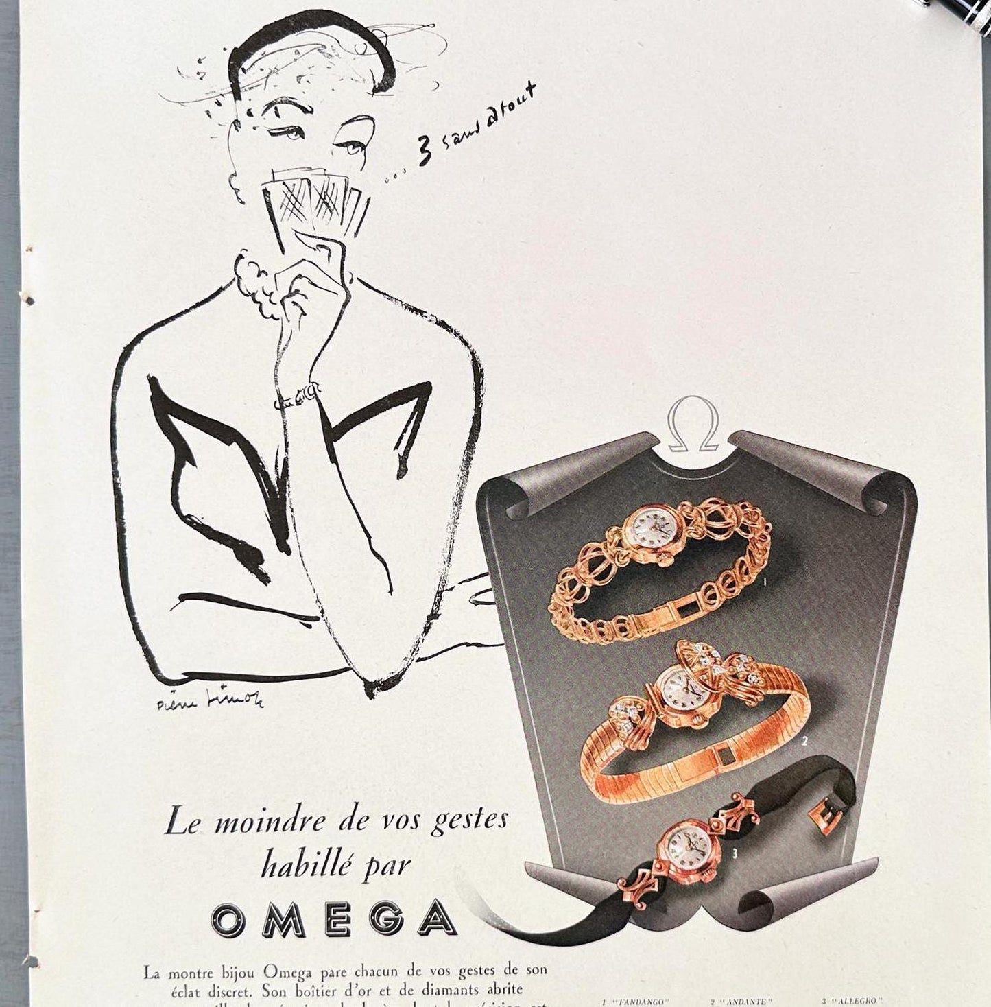 Vintage Omega Watch Ad Print: 1950s Swiss Luxury Brand Poster