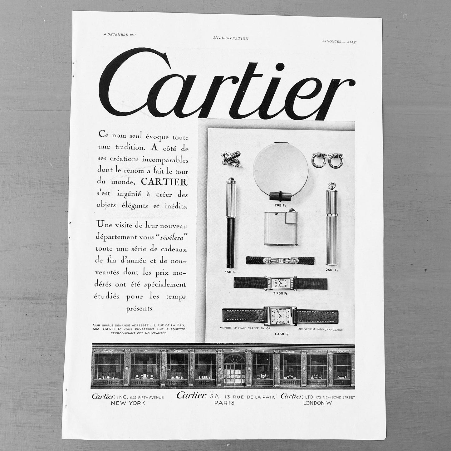 Original 1930s Vintage Cartier Watches Jewellery Ad Poster: French Art Deco Wall Art Print