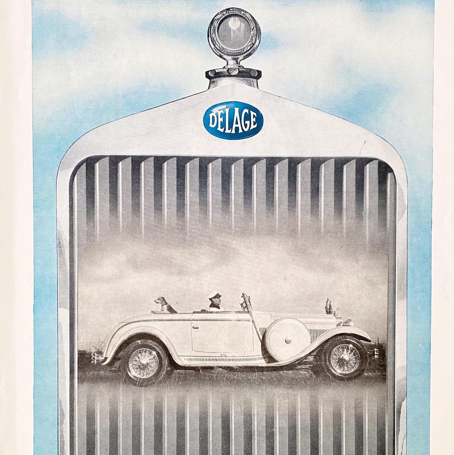 French Vintage Car Ad: Classic Delage Automotive Poster, Ready to Frame