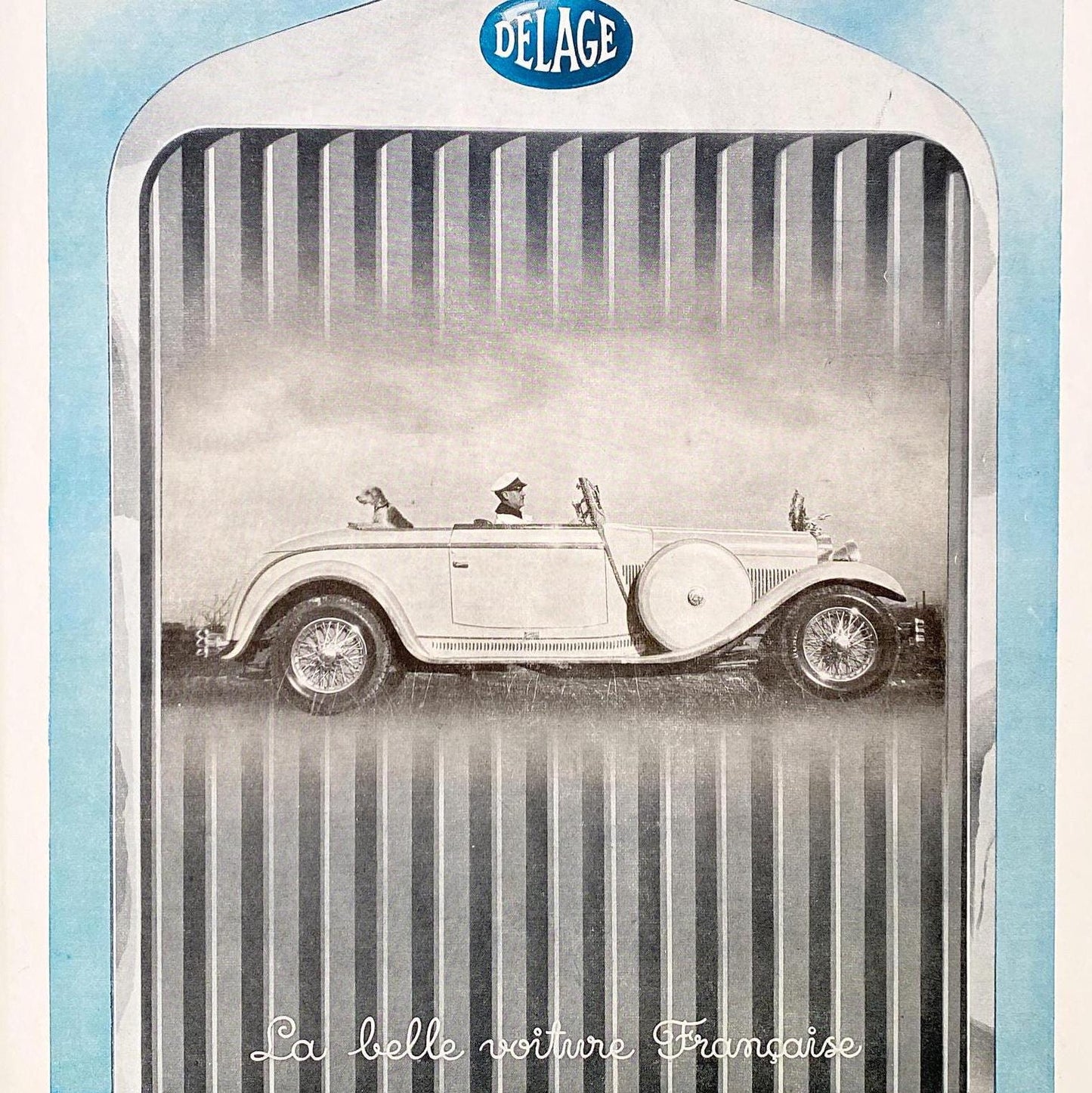French Vintage Car Ad: Classic Delage Automotive Poster, Ready to Frame