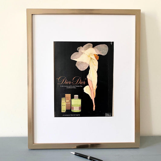 Vintage Dior Perfume Ad Poster by Rene Gruau: French Fashion Decor