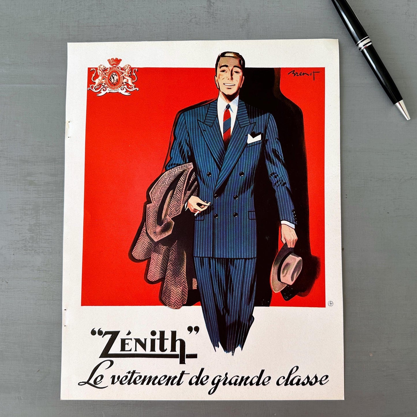 Original Vintage French Man Fashion Advertisement Print - 1950s Mid Century Men Wall Art Poster