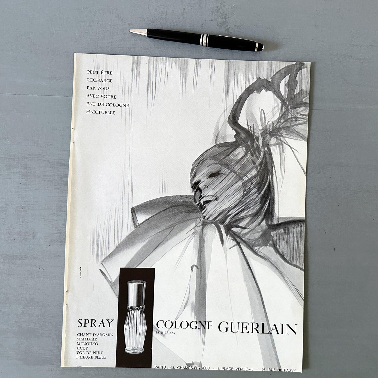 Vintage Guerlain Perfume Bottle Poster: Signed Art Deco Print