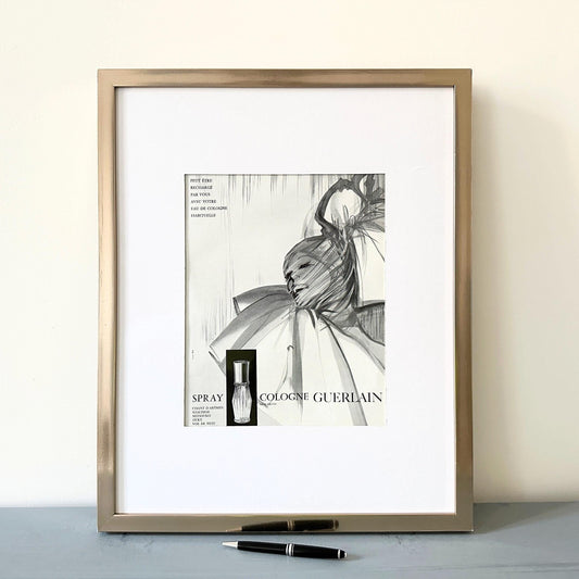 Vintage Guerlain Perfume Bottle Poster: Signed Art Deco Print