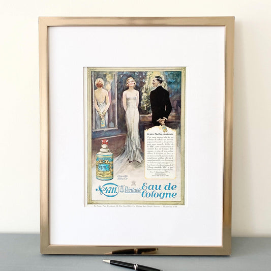 Original Eau de Cologne 4711 Vintage Ad Wall Art Poster - Rare Authentic Boheme Wall Decor for Glamour Bedroom - Thinking of You Gift