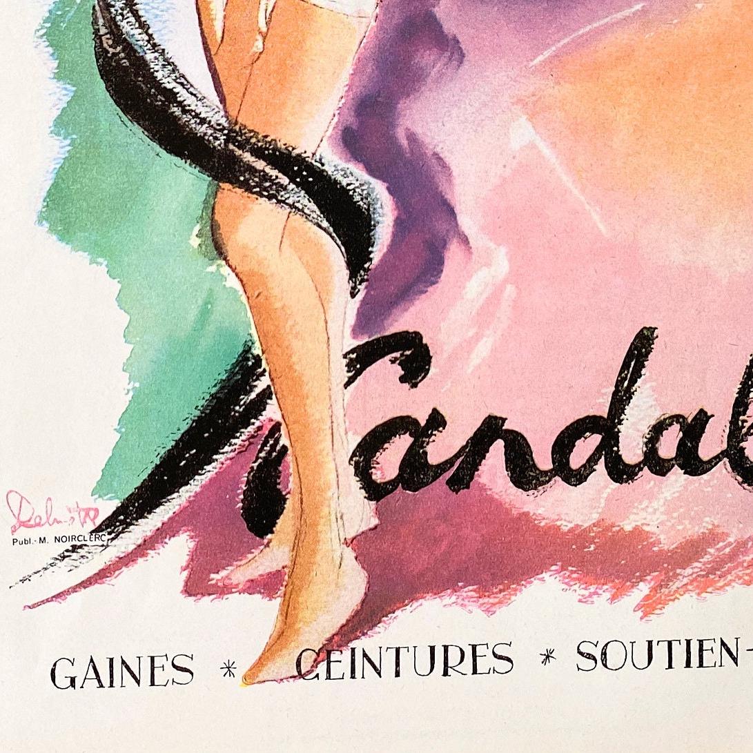 Authentic 1940s Vintage French Lingerie Advertisement Wall Art Print, Boheme Girl Poster