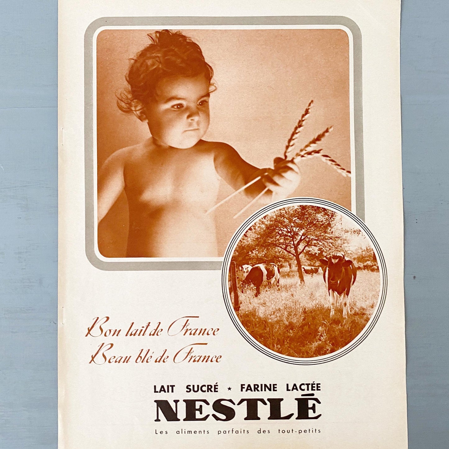 Vintage Nestle Baby Ad Print: Rare Sepia Nursery Wall Art