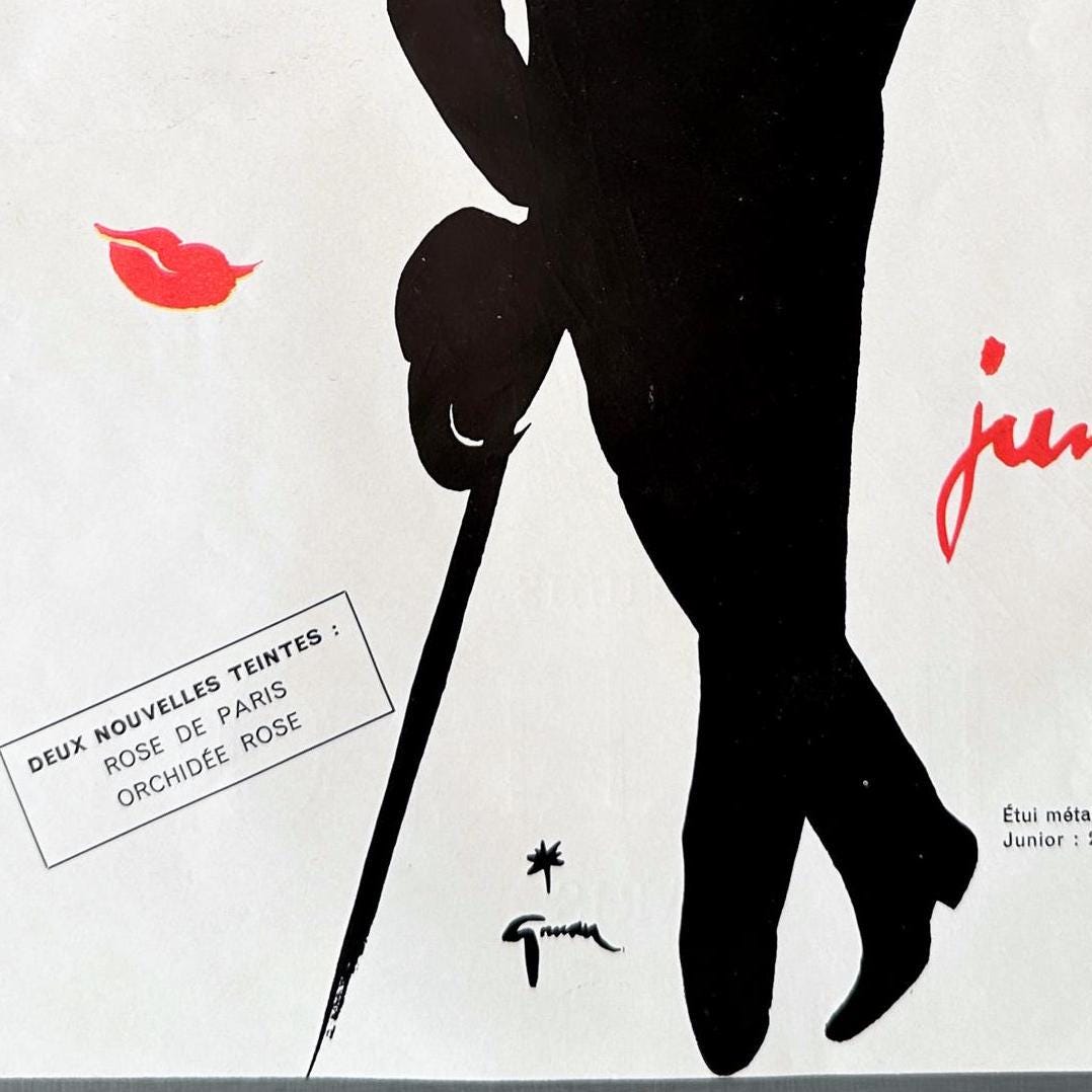 Vintage Red Lipstick Ad: Rene Gruau Vogue Print, Rare Boheme Wall Art