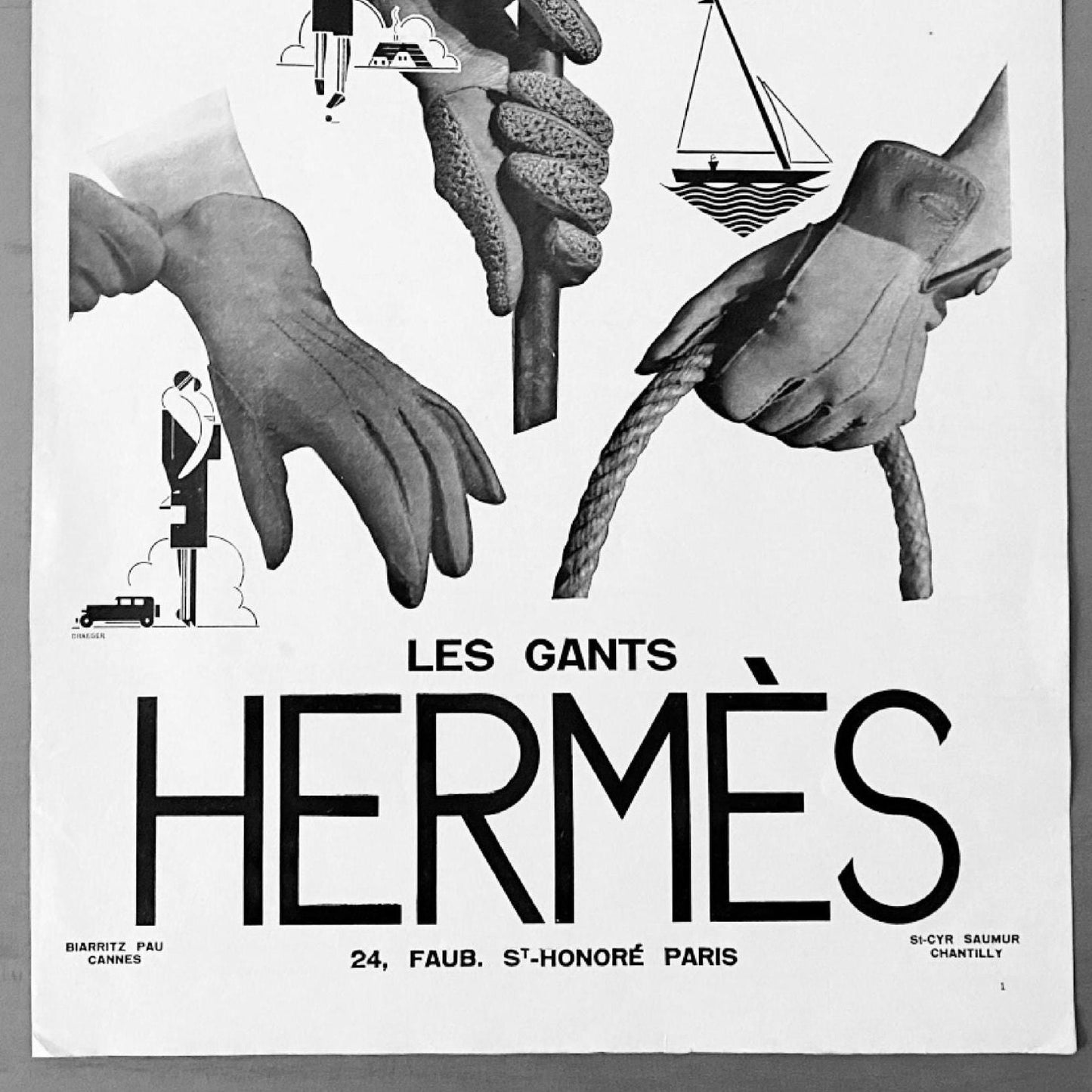 Original 1930s Vintage Hermes Advertisement Print: Authentic Paris Fashion Wall Poster
