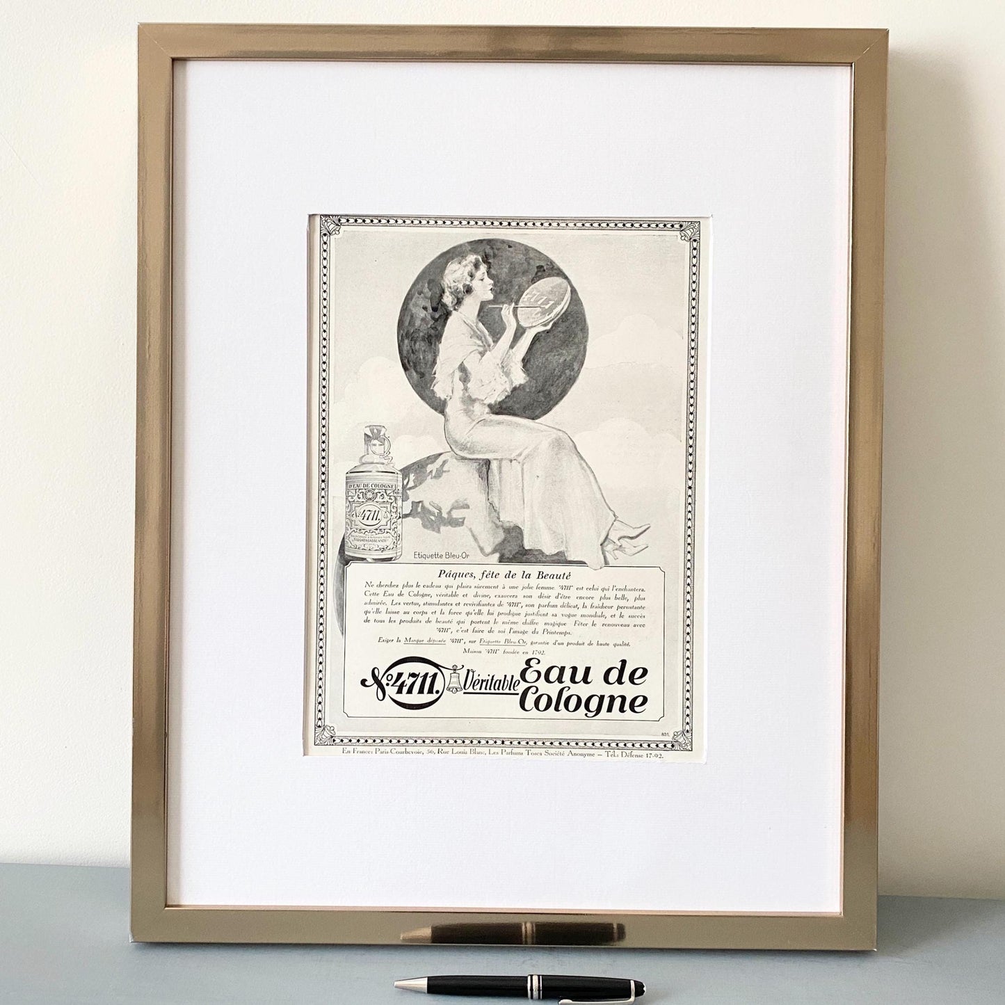 1920s Vintage 4711 Cologne Ad Print: Art Deco Perfume Poster, Bathroom Wall Art