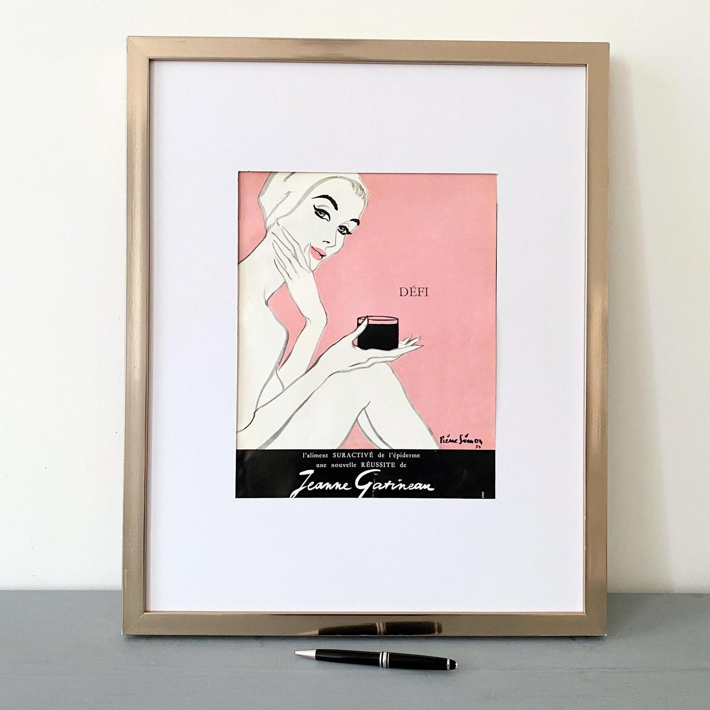Vintage French Cosmetics Ad Print: Vogue Magazine, Pierre Simon Illustration