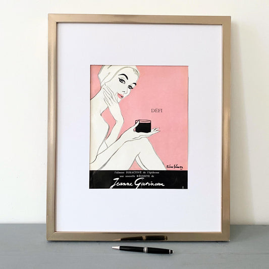 Vintage French Cosmetics Ad Print: Vogue Magazine, Pierre Simon Illustration