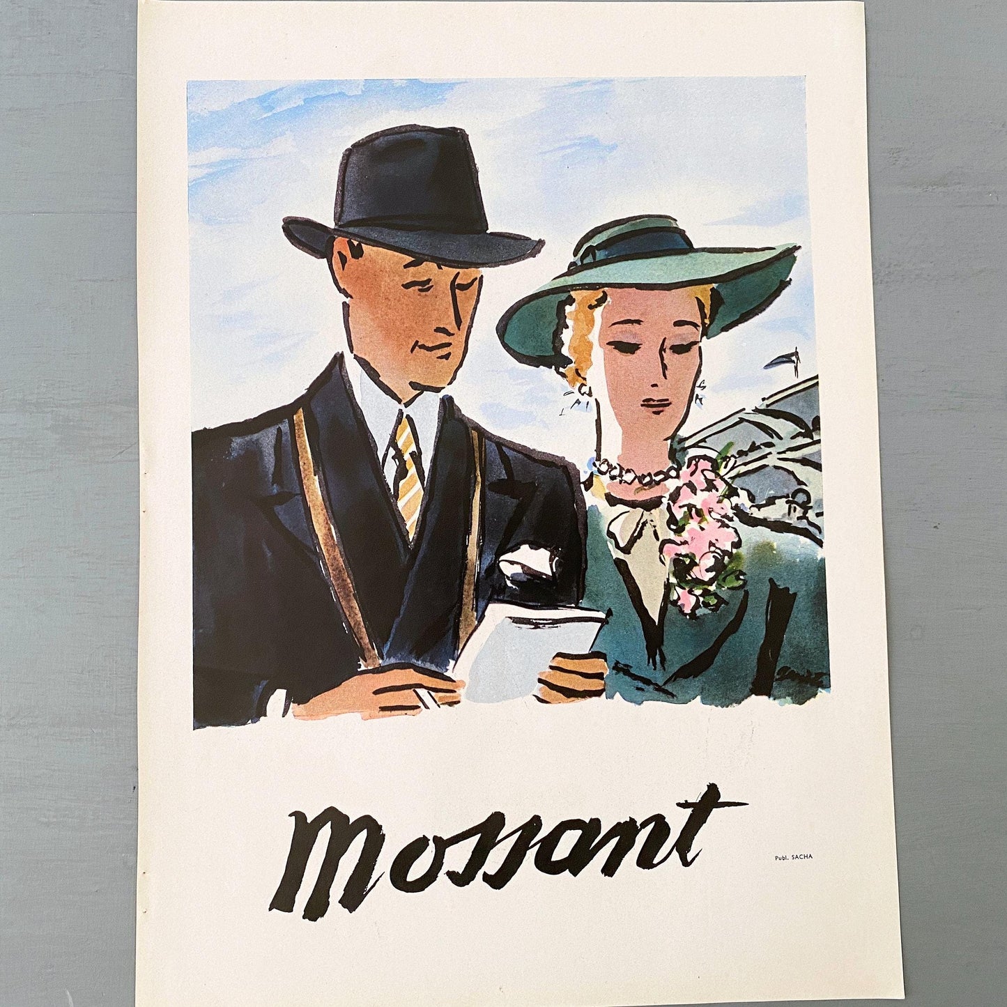 Authentic 1930s Mossant Hat Ad Poster: Original French Retro Fashion Print