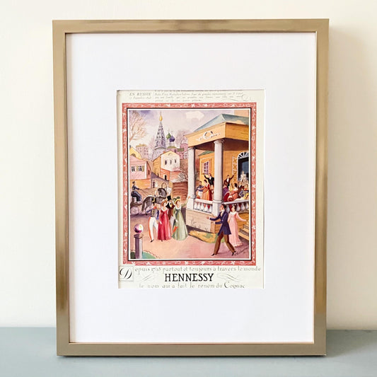 Vintage Hennessy Cognac Ad: Rare French Alcohol Poster, Collectible Bar Art