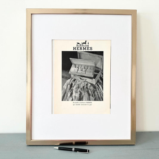 Original French Vintage Hermes Ad Poster, Rare Authentic Luggage Wall Art Decor, Fashion Gift Idea for Designer Brand Lover, Ready To Frame