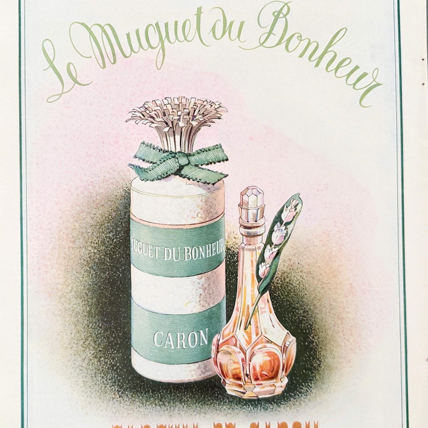 Authentic 1950s Vintage Caron Perfume Advertisement Poster from Original Vogue Magazine