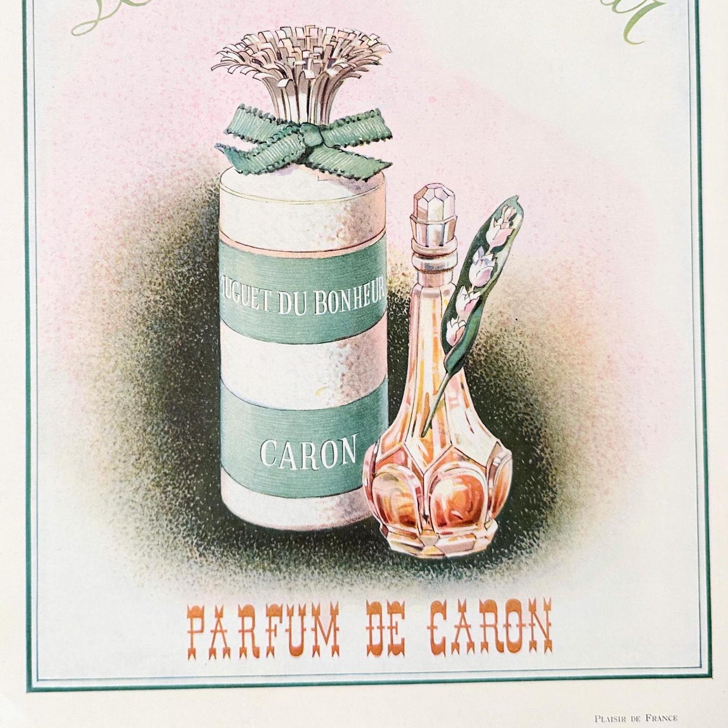 Authentic 1950s Vintage Caron Perfume Advertisement Poster from Original Vogue Magazine