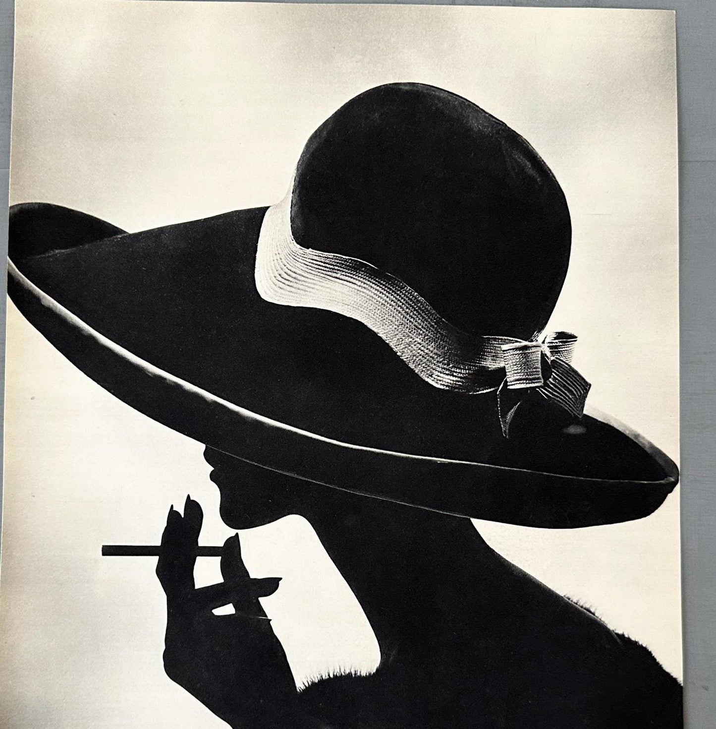 Vintage Vogue Paris Print: Retro Woman in Hat, French Fashion Ad