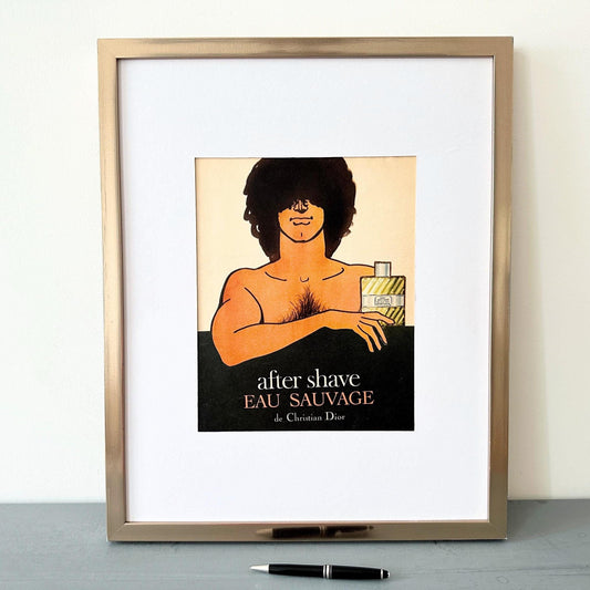 Original 1950s Vintage Dior Perfume Ad Poster by Rene Gruau: French Man Print