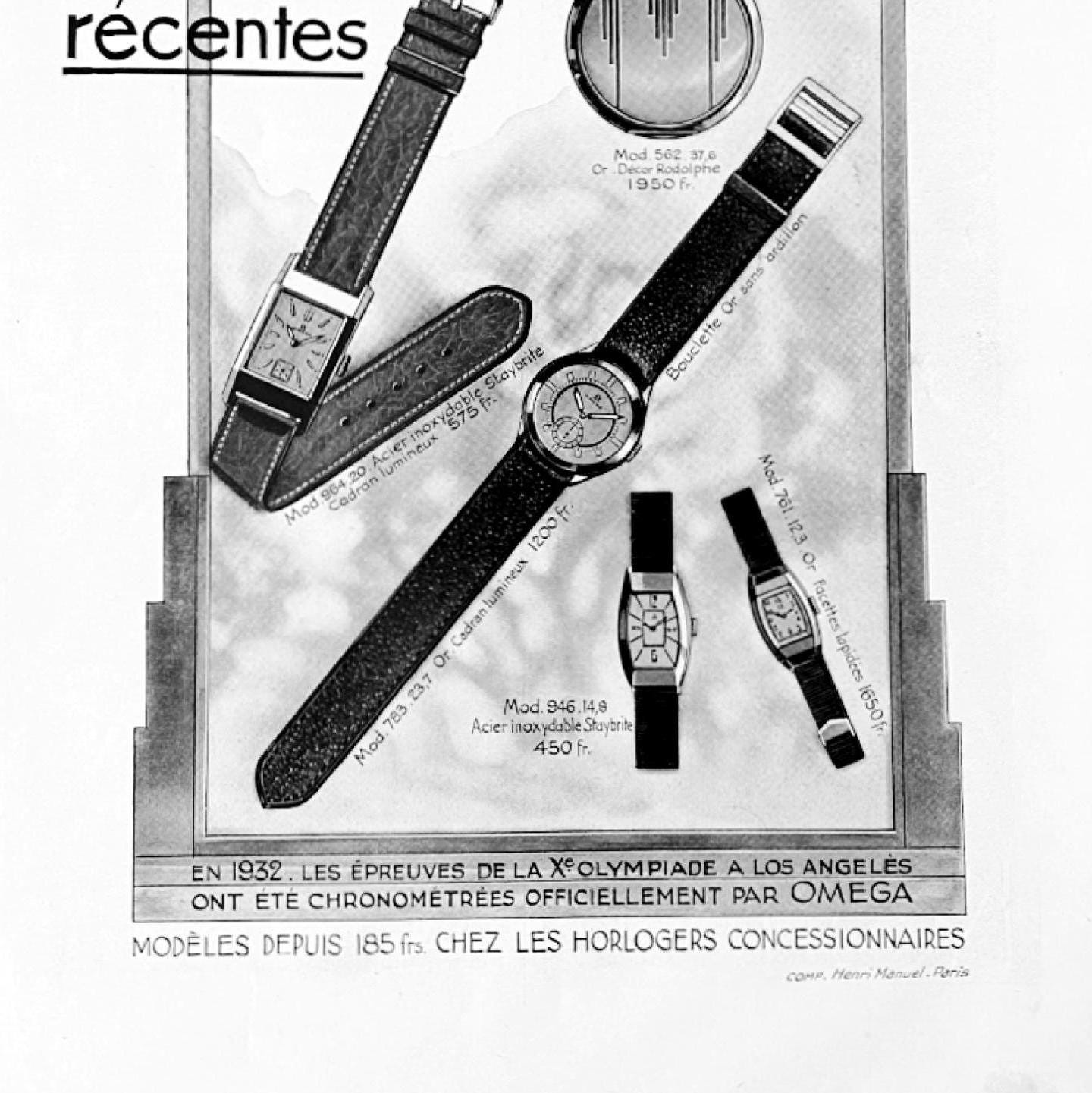 Authentic 1930s Vintage Omega Watch Advertisement Poster: Original French  Print
