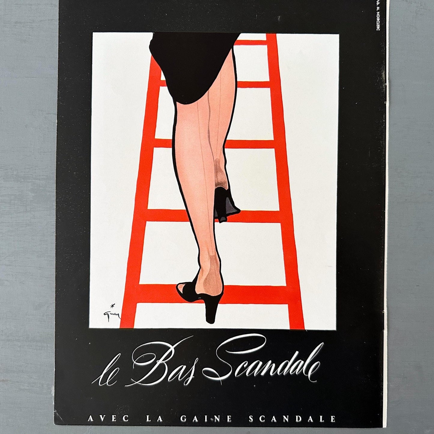 Original 1950s French Vintage Women Lingerie Ad Poster by Rene Gruau, Fashion Wall Art Print for Glam Dressing Room, Romantic Gift to Frame