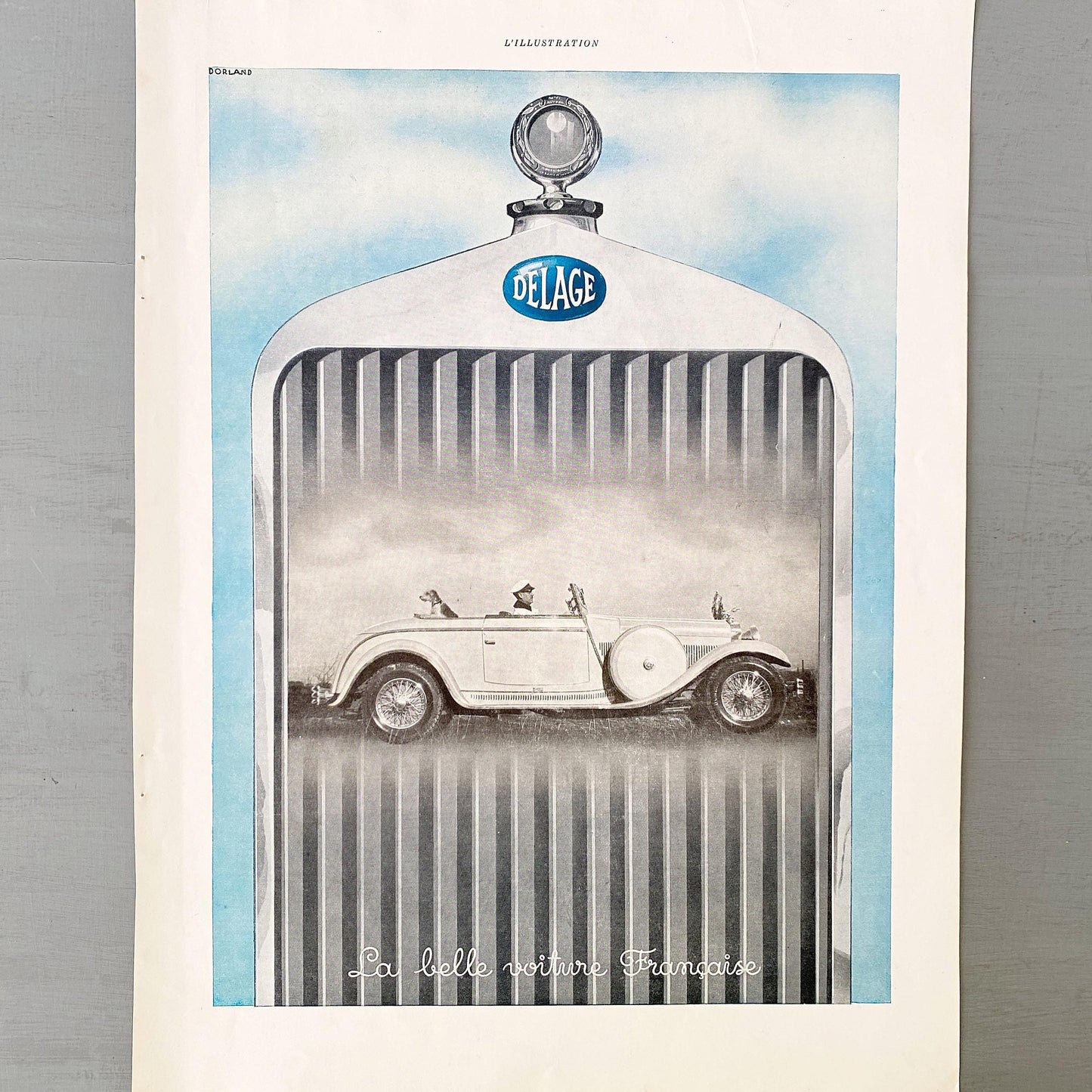 French Vintage Car Ad: Classic Delage Automotive Poster, Ready to Frame