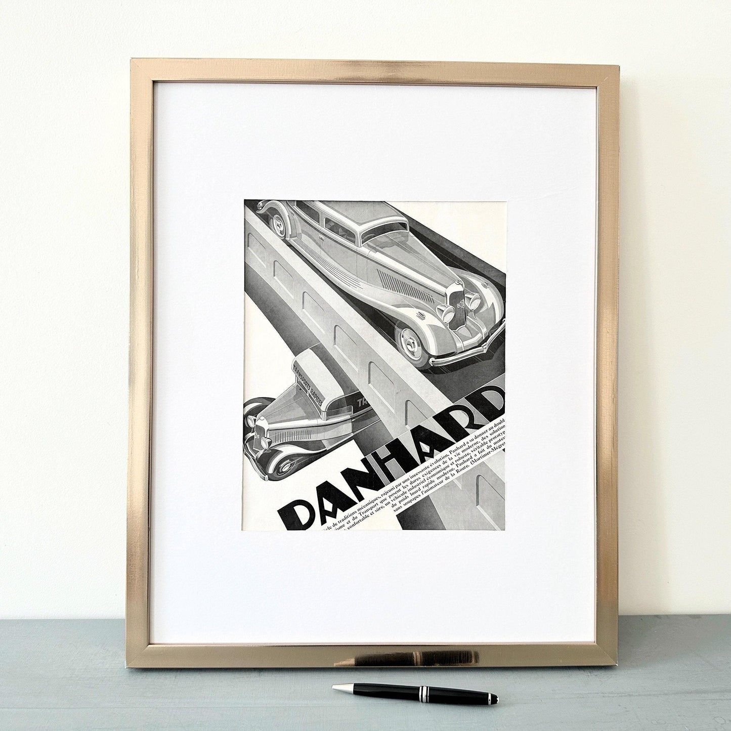 Vintage 1930s Panhard Car Ad Poster: Art Deco Supercar Drawing