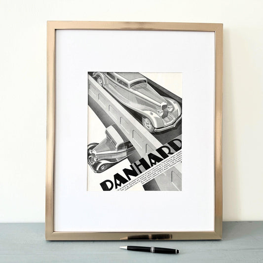 Vintage 1930s Panhard Car Ad Poster: Art Deco Supercar Drawing