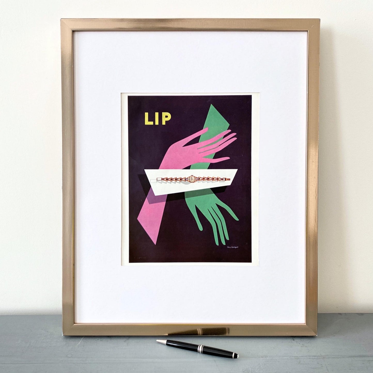 Vintage Lip Watch Ad: Vogue Magazine Print, Mid-Century Modern Wall Art